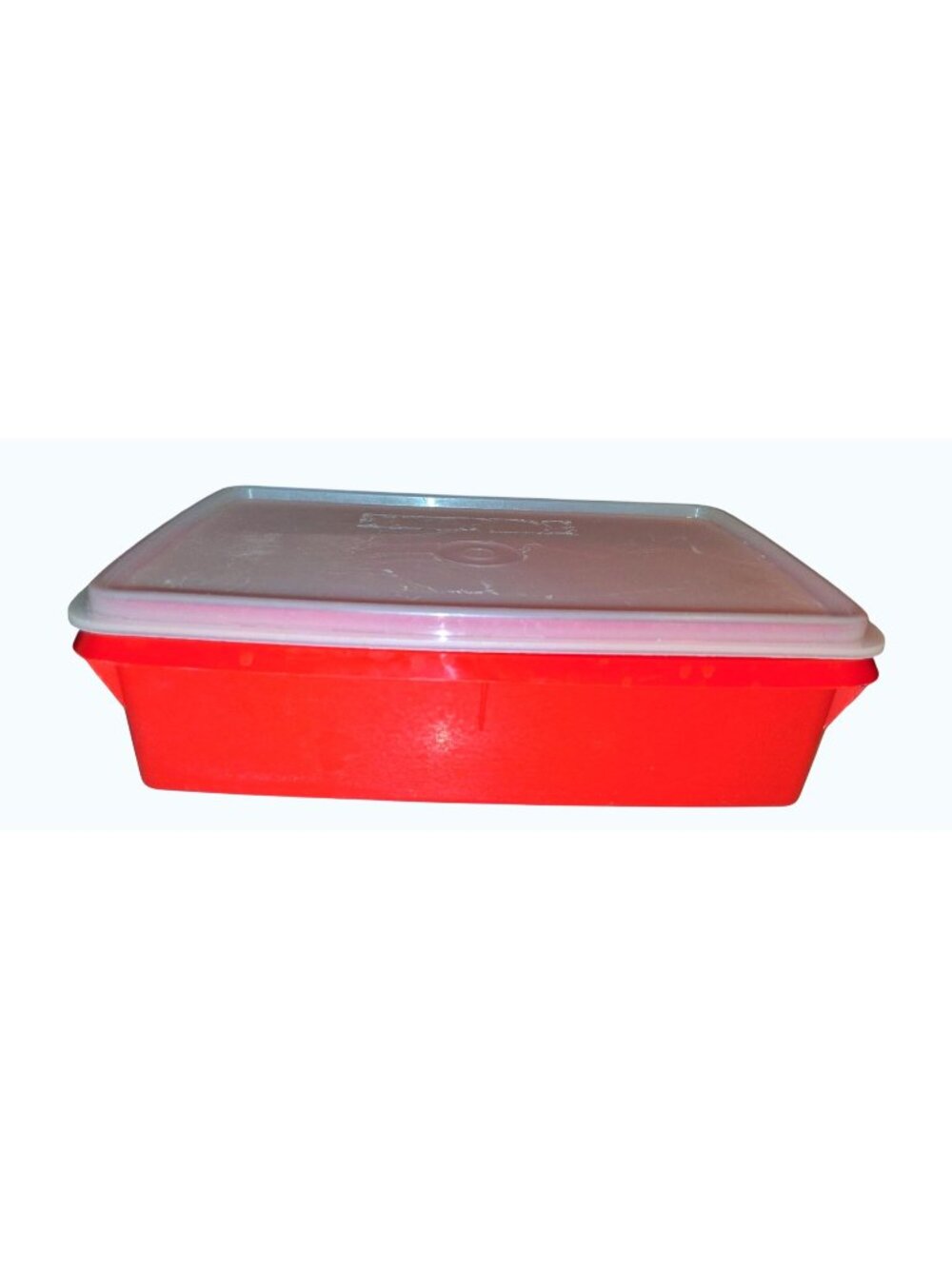 Vintage Tupperware Large Rectangular Container With Seal Red Plastic Storage *40